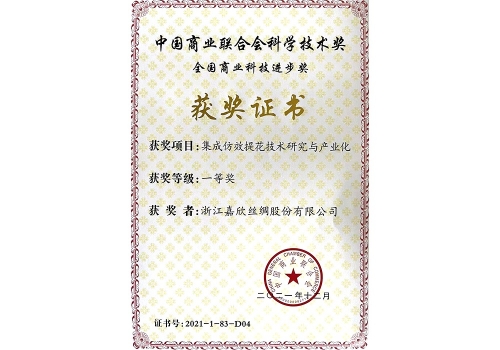 集成仿效提花技術(shù)-中國(guó)商業(yè)聯(lián)合會(huì)一等獎(jiǎng)